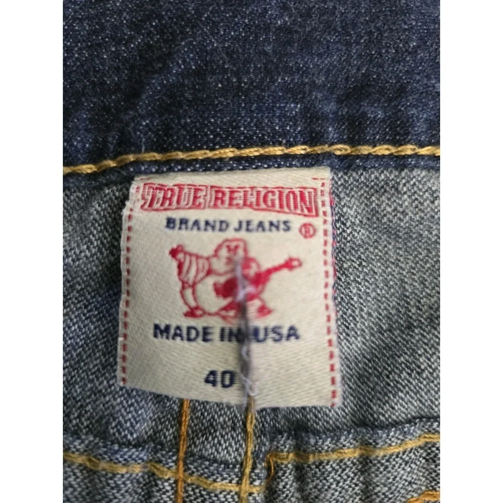Vintage True Religion Jeans Men 40x34 Ricky Flap Denim Pants Made USA World Tour